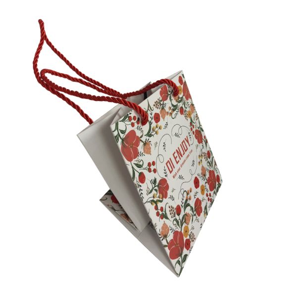 Retail Clothing Packaging Paper Bag Custom Own Logo Printed Hand Length Handle