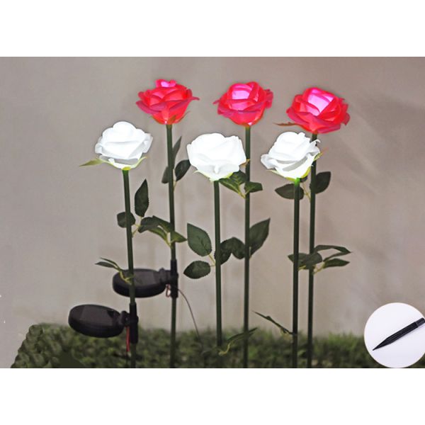 Solar silicone rose Lights Outdoor Lawn Park Decoration Lamp LED Silicone Rose Lamp