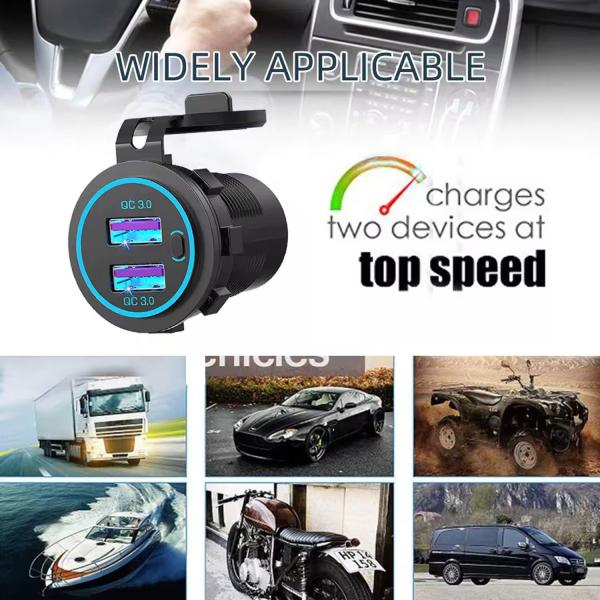 Dual QC3.0 chargeur de voiture 18W prise de charge rapide