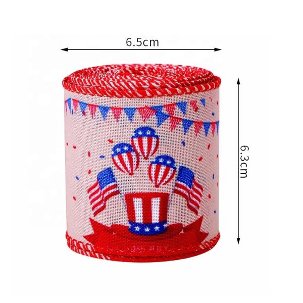 Dia da Independência dos Estados Unidos fita de borracha 2-1/2 Fita de borda de arame com desenho da bandeira da estrela