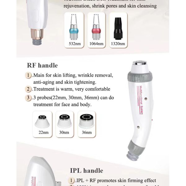 Машина 3 удаления татуировки лазера пикосекунды 1064 Nm в 1 ручке Ipl Rf