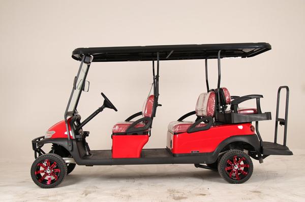 Rear Seat Fold Down Electric Lifted Golf Car 4+2 Red Color A Series