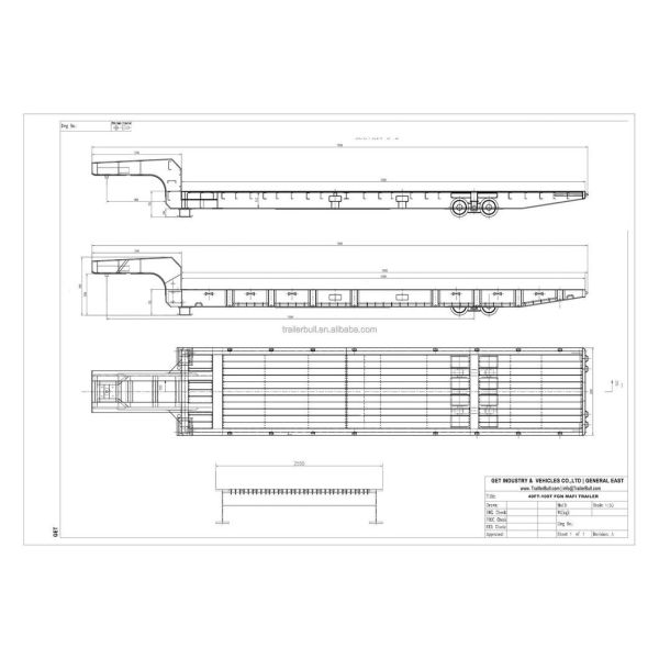 40FT 100 toneladas Fgn Mafi remolque remolque para mercancías y materiales estáticos pesados en la industria del transporte marítimo