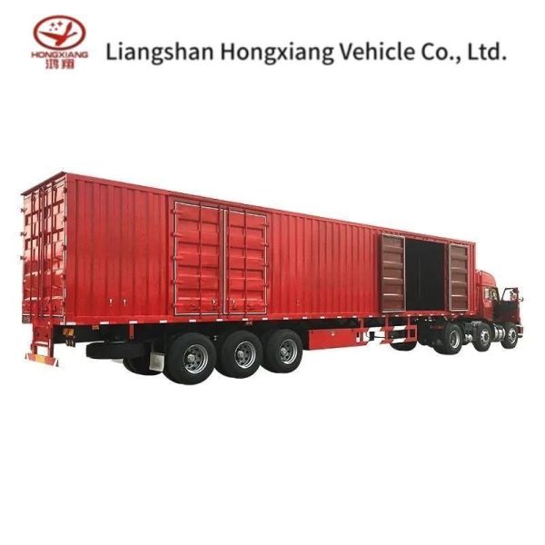 Suspension Air Suspension 3 Axles Flying Wing Van Box Semi Trailer with Side