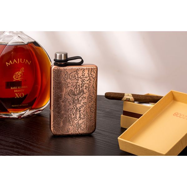 Stainless Steel Copper Hip Flask for Climbing Camping Barbecue Bar Party Drinker