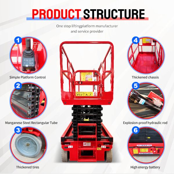 6M Mobile Electric Scaffolding Lift Platform for Construction Multiple Modes Foldable Electric Lift Scaffolding Platform