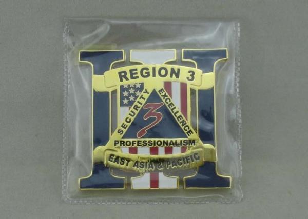 Zinc Alloy Die Casting Personalized Coins , Gold Plating Synthetic Enamel Coin