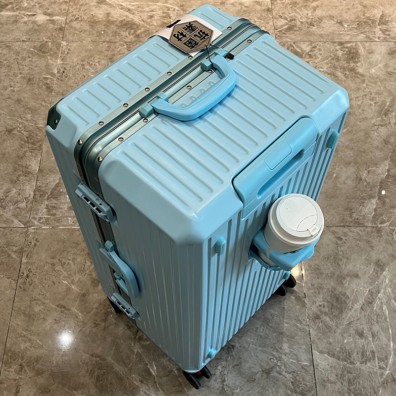 Unisex Travel Luggage Carry-On Suitcase Aluminum Frame TSA Lock PC Material Spinner Caster Cup Holder Anti-Collision Corners