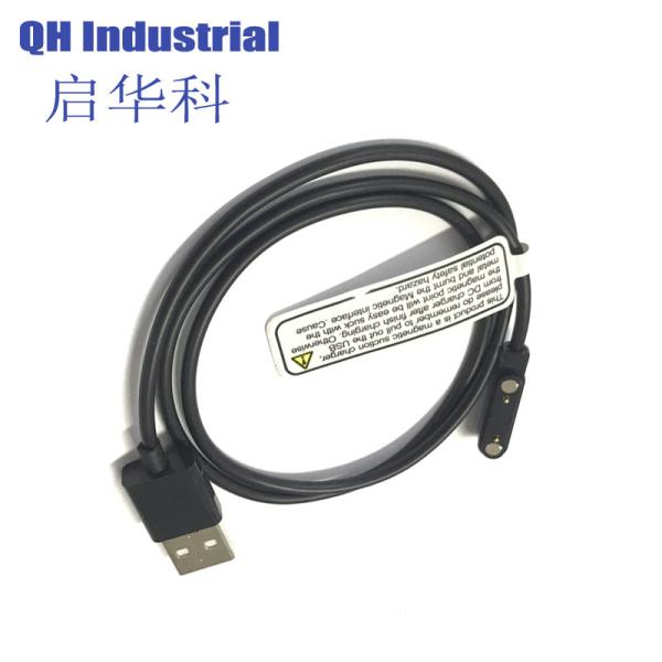 2Pin 10.2mm Pitch Ni Plated Mobile Phone Battery Right Angle Type Spring Load Pin Magnetic Charging Connectors