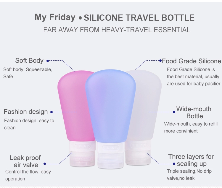 Convenient Silicone Travel Bottle Kit Volume 37ml / or Custom 89ml Sample Free Sample