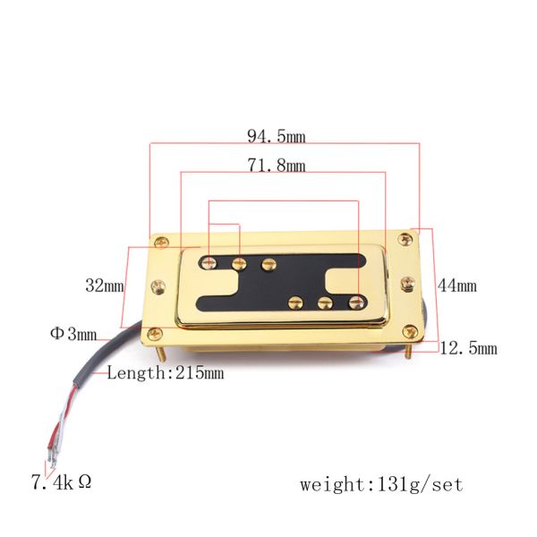 RB Style Mini Style H Type Electric Guitar Humbucker Pickup 72x32MM for RickenBacker Style Guitar Gold