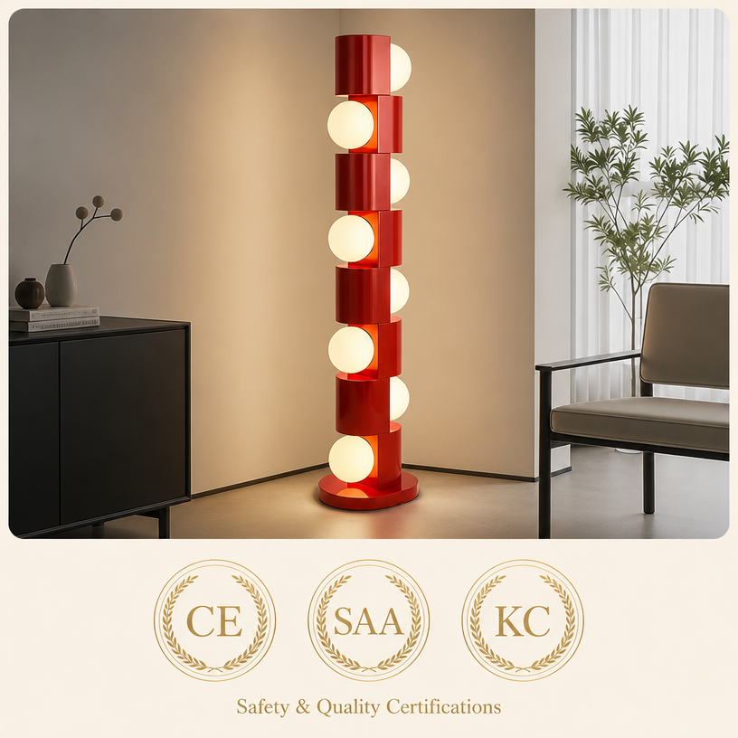 JYLIGHTING Modern Stacked Sphere Iron Floor Lamp, Decorative Multi‑Bulb Vertical Standing Lamp for Home Living Space and Boutique Display Area