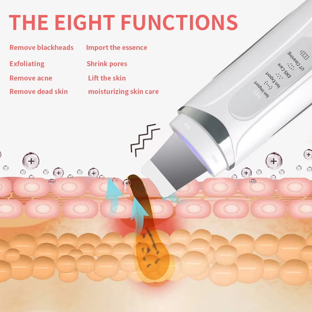 Ultrasonic Skin Scrubber with 4 Modes LCD Display and USB-C Charging for Deep Pore Cleansing