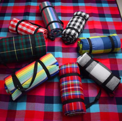 Acrylic Fabric Checkered Picnic Floor Mat With Waterproof PEVA Backing