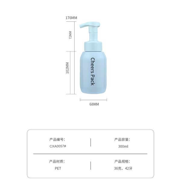 Wholesale 200ml 300ml 400ml 500ml Cosmetic PET Foaming Cleanser Facial Foam Pump Soap Dispenser Bottle
