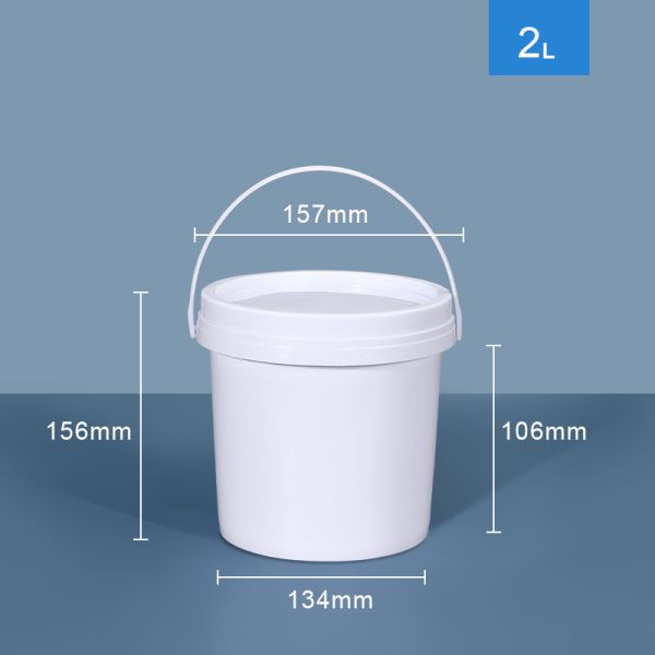 Cubo de plástico de PP tapa de mango de hierro para el hogar Contenedor blanco transparente de grado alimenticio