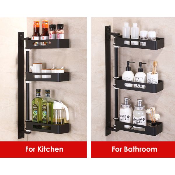 SUS304 Wall Mounted Spice Rack , Multi Layer Rotating Kitchen Shelf OEM