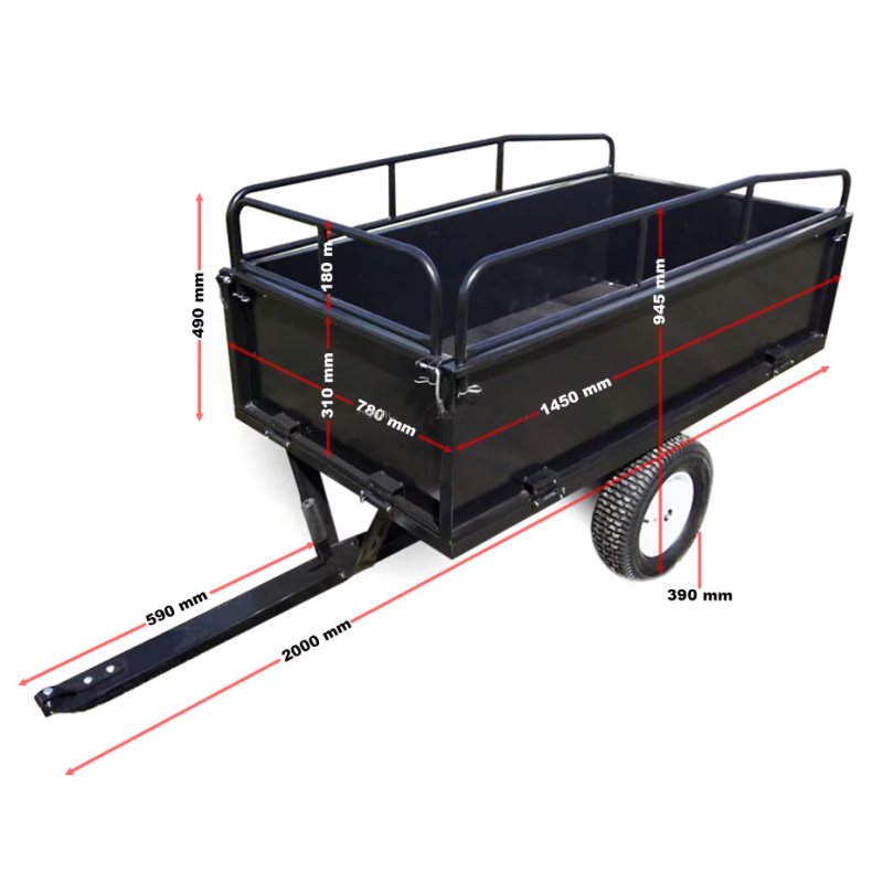 Steel Structure Lawn Tractor Tiller Trailer Garden Dump Truck Steel ATV Dump Truck Steel ATV Trailer Heavy Duty Trailer Garden Trailer Quick Release Buckle