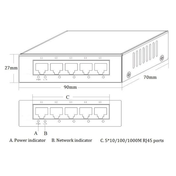 5 Port Gigabit Unmanaged Ethernet Switch Zero Configuration Shock Resistant