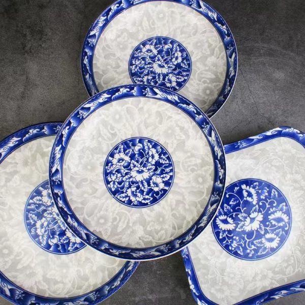 Round Blue And White Porcelain Colored Porcelain Dinnerware Plate
