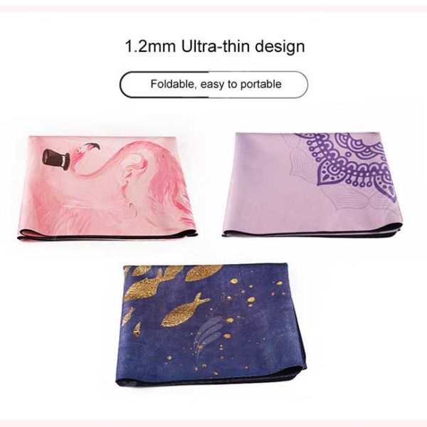Lightweight Thin Non Slip Travel Yoga Mat Natural Rubber Microfiber Suede Foldable
