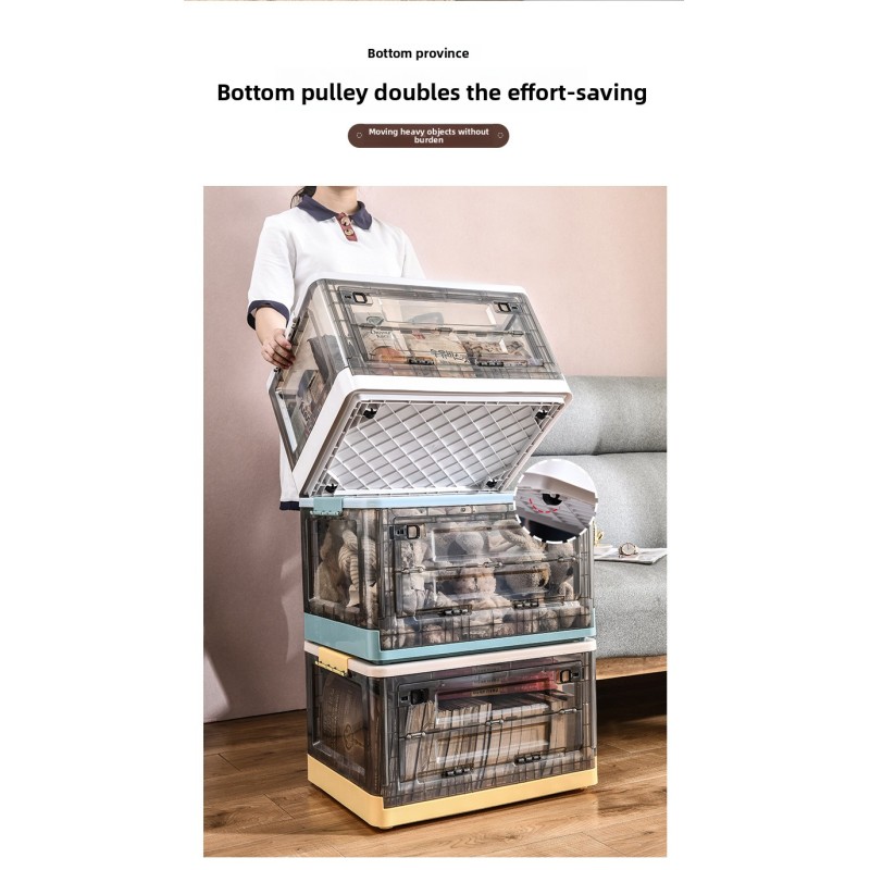 Large Capacity Foldable Storage Box Plastic Acrylic Book Bin Durable Transparent Snack Toy Organizer Collapsible Crate