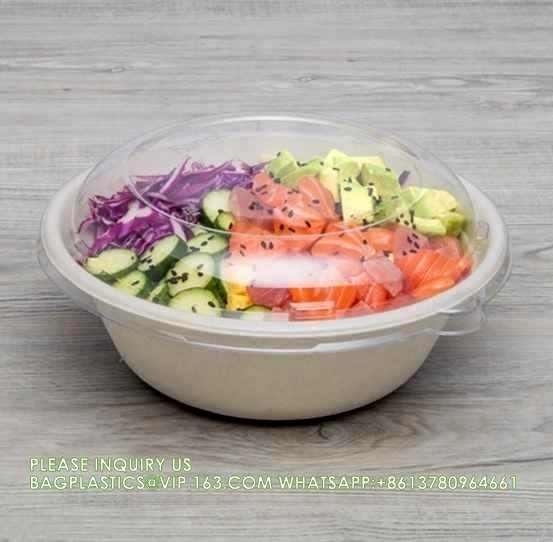 Disposable Bagasse Food Box To Go Lunch Paper Bowl 22 OZ Heavy Duty Bagasse Bowls