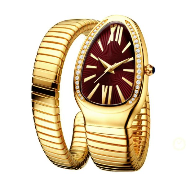 Serpentine Female Chain Wrist Watches , ODM Quartz Movt Genuine Diamond Watch