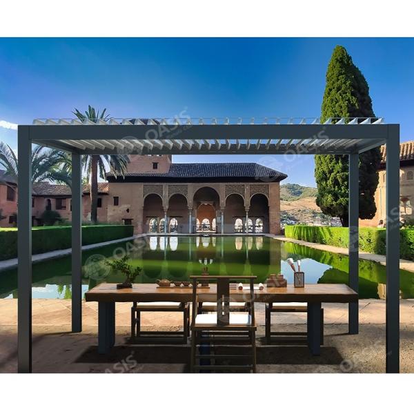Garden Freestanding Aluminum Automatic Louvered Pergola 100% Waterproof Heavy Duty