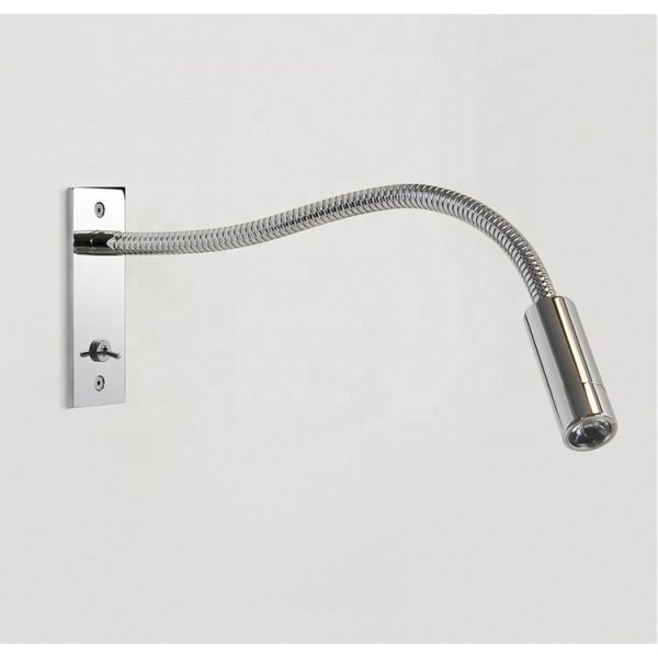 Hotel Headboard 3Watt Chrome LED Gooseneck Reading Wall Lights with 350mm Dimension