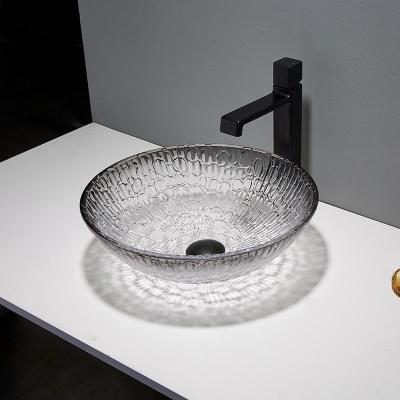 Embarcação de vidro moderna moderna de Crystal Wash Basins Gradient Black