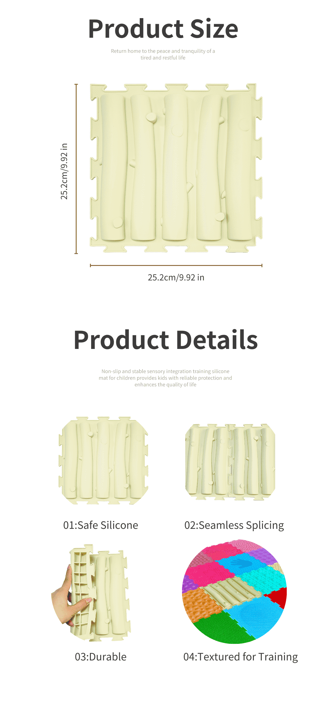 Tactile Finger Pressure Foot Massage Silicone Mat Sensory Training Balance Pad Kids Parent Child Interaction Rehabilitation