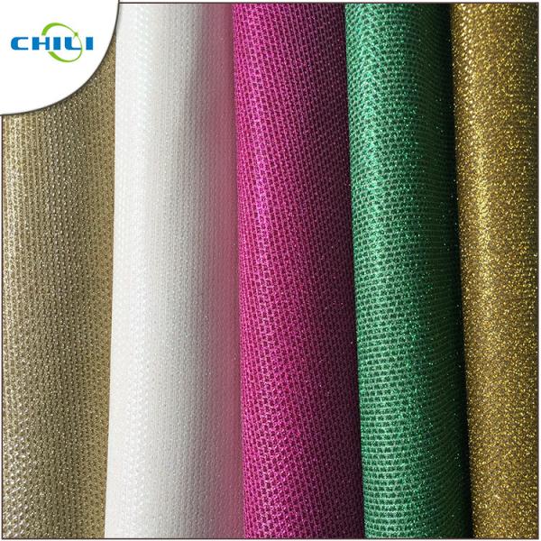 Genuine Glitter Leather Fabric , Glitter Cotton Fabric For Handbags 1mm Thick