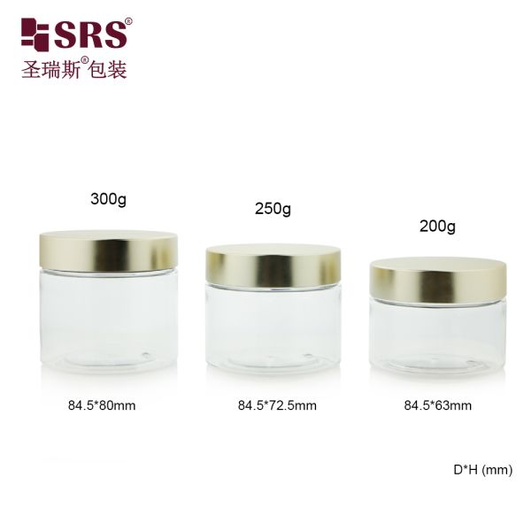 PET008 200g 250g 300g Plastic Inject-Blow PET Jar With Screw Cap For Body Scrub Hair Masks Cream