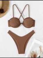 Trajes de banho elegantes Bikini com almofada removível para praia preto bikini sexy mulheres conjuntos de roupa interior