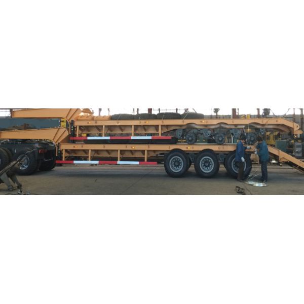 de la Bajo-cama árboles 60Tons el 15m del camión de remolque semi 3 para la máquina de la construcción que lleva