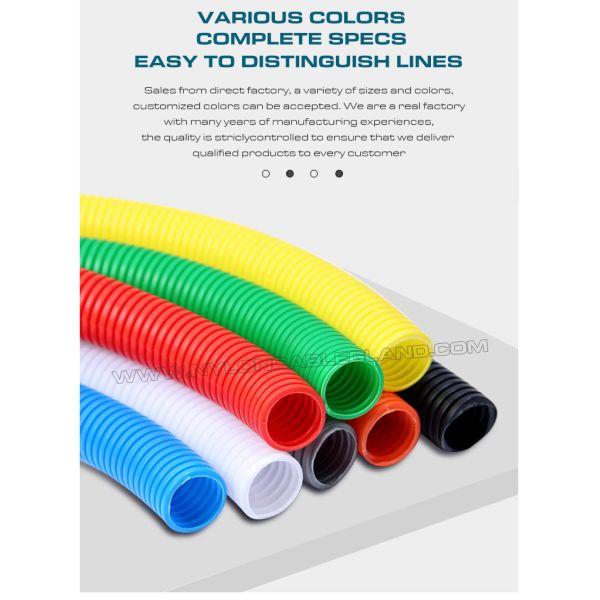 Conduit électrique coloré PA6 (V-0), tube ondulé et tuyau flexible en nylon AD15.8 (ID Ø12mm) pour faisceau de câbles