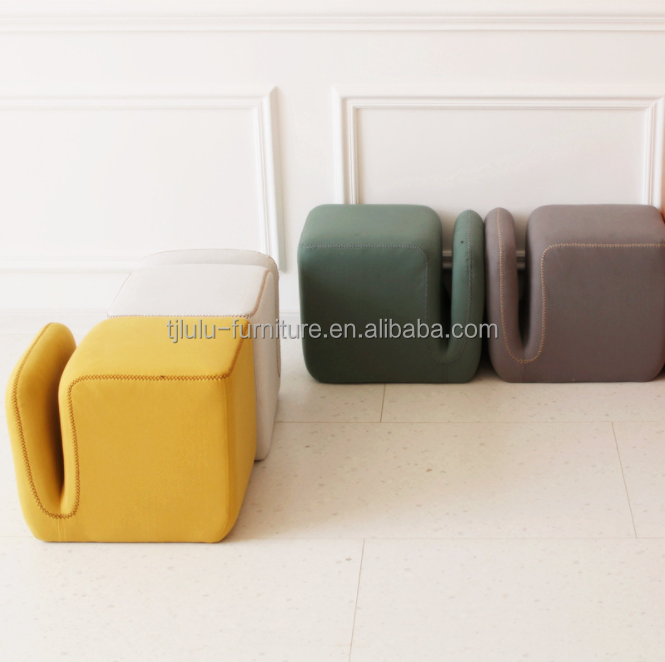 Home Furniture Ottoman Stool with Fabric Cover OEM Service Accepted Space Saving Multi-Purpose Design