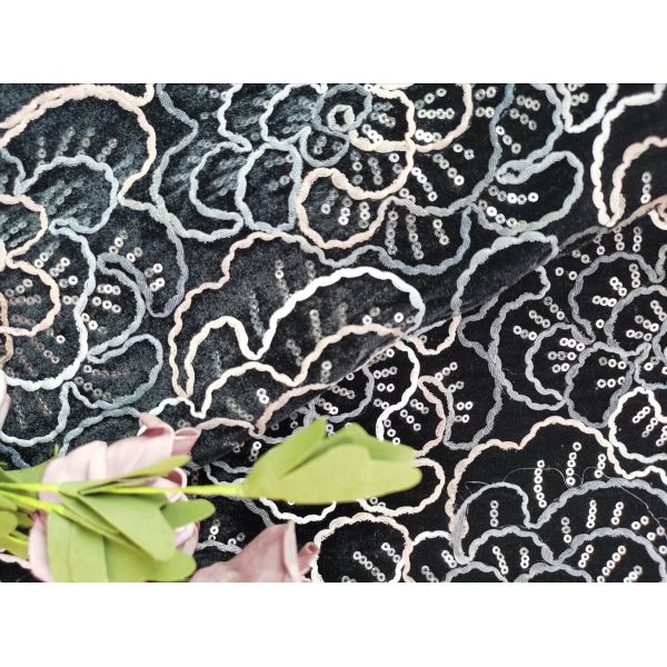 Ткань платья вечера вышивки вышитой ткани Sequin бархата