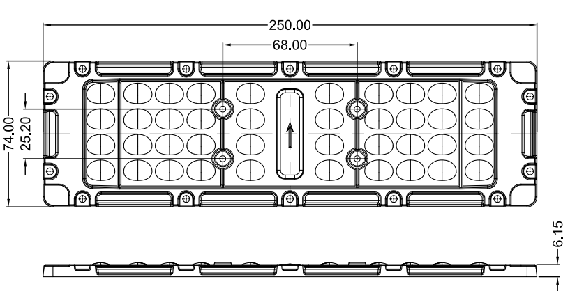 Материал ПК степени 80x150 модуля 250x74mm уличного света СИД SMD5050