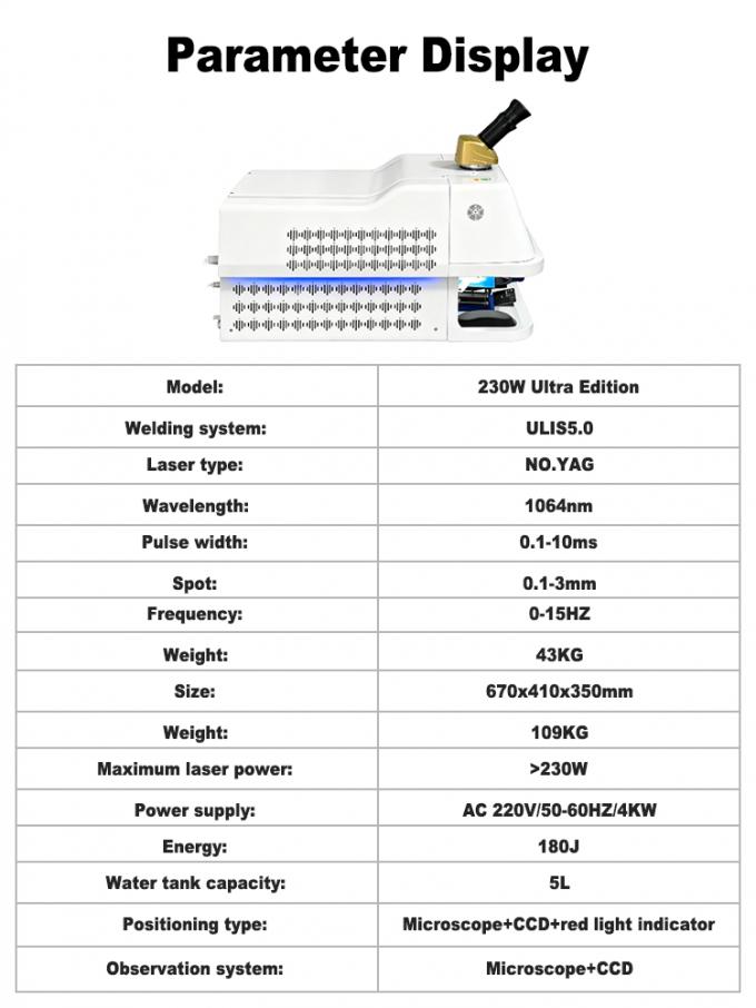 230W YAG Jewelry Laser Welder with Microscope and CCD Observation