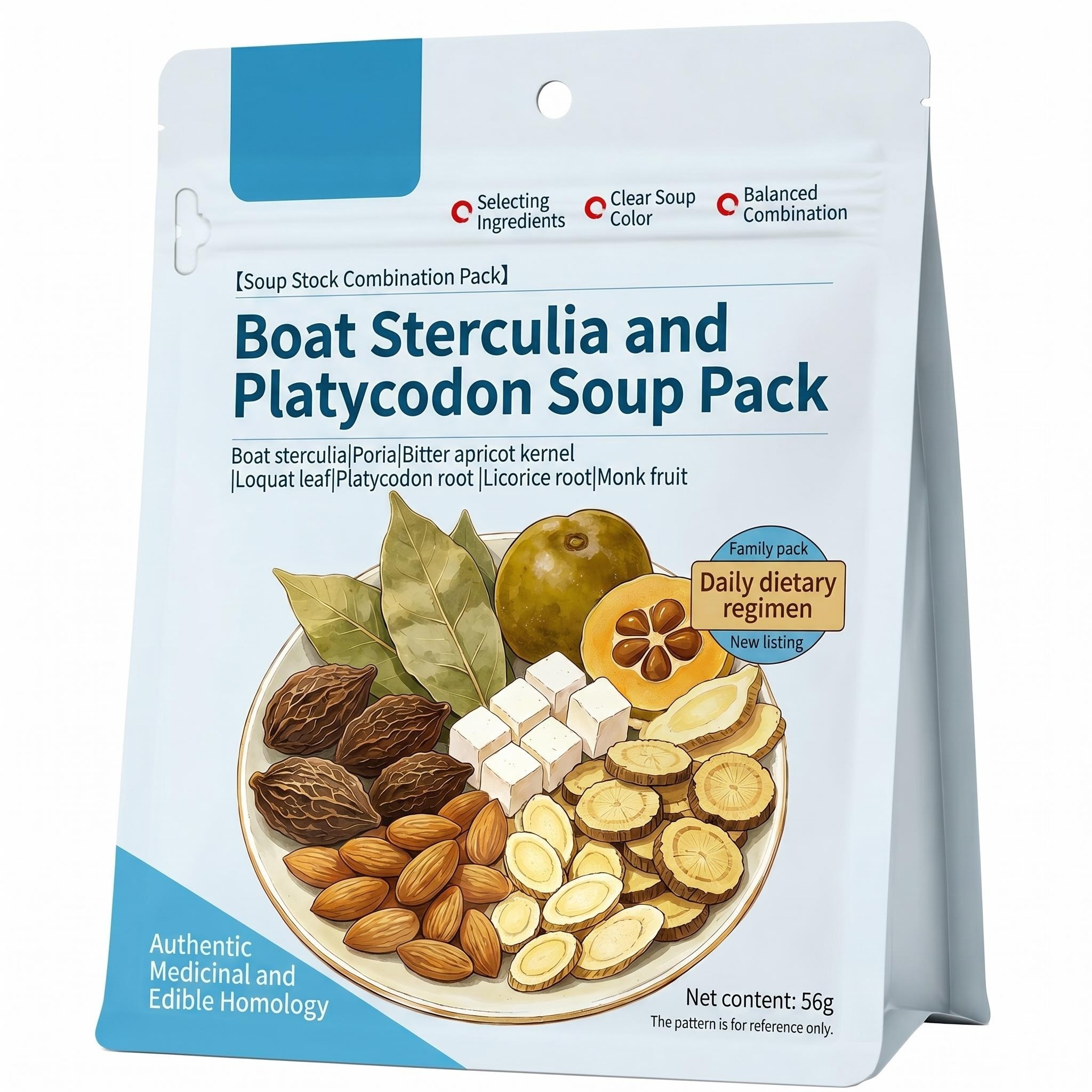 Sterculia Lychnophora & Platycodon Root Throat Soothing Phlegm Reducing Dryness Relieving Respiratory Supporting Mild Herbal Soup Base