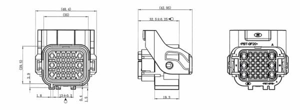 ST7261-1-6-2-8-21 Automotive Connector Hybrid, Housing For Female Terminals, Wire-To-Wire, 26 Position