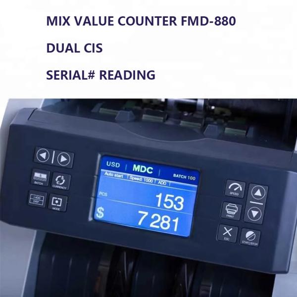 FMD-880 Dual CIS bill counter and sorter USD EUR GBP DOP mix value counter mixed denomination bill counter