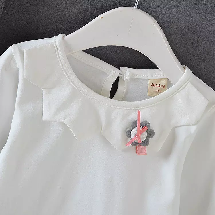 110CM 17KG Toddlers Matching Vest And Skirt White Long Sleeve Shirt Outfit Sets