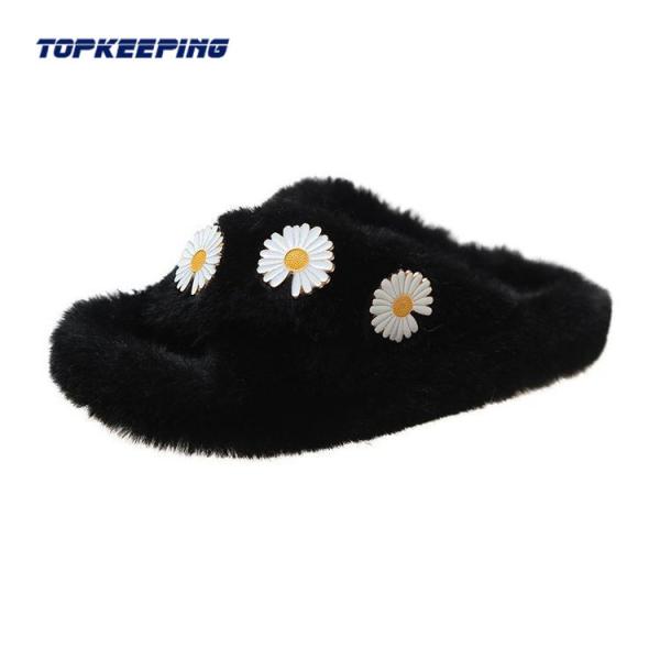 1D0018 Handmade Lady Fur Open-toe Fluffy Slipper For Woman