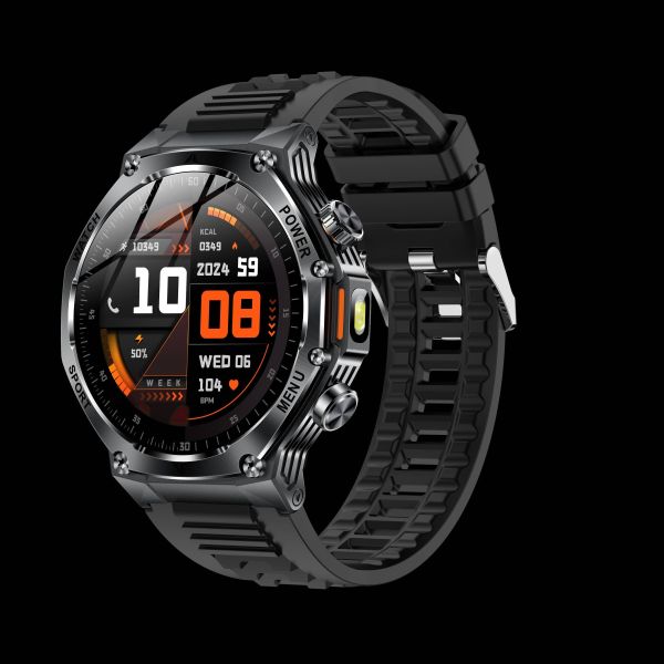 Eraysun Round AK82 Smart Watch for Big Screen 1.85 Outdoor Sports BT Call Flashlight Battery Fitcloudpro IP67 Smartwatch