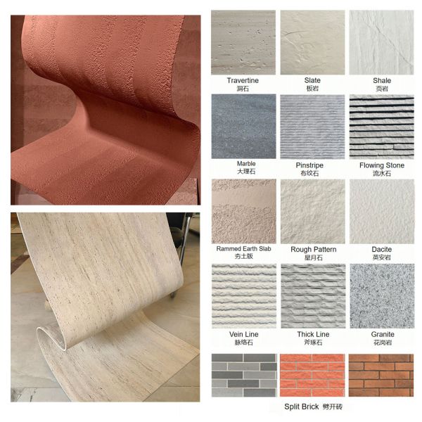 Bendable Fireproof Eco-friendly Flexible Stone Wall Panel