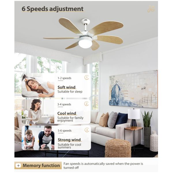 1stshine Decorative MDF Blades Electric DC Motor Ceiling Fan com controle remoto