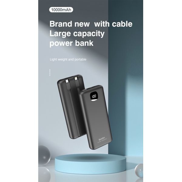 Durable  Fast Charging with Built-in Cables  Power bank High Capacity  with LED Display